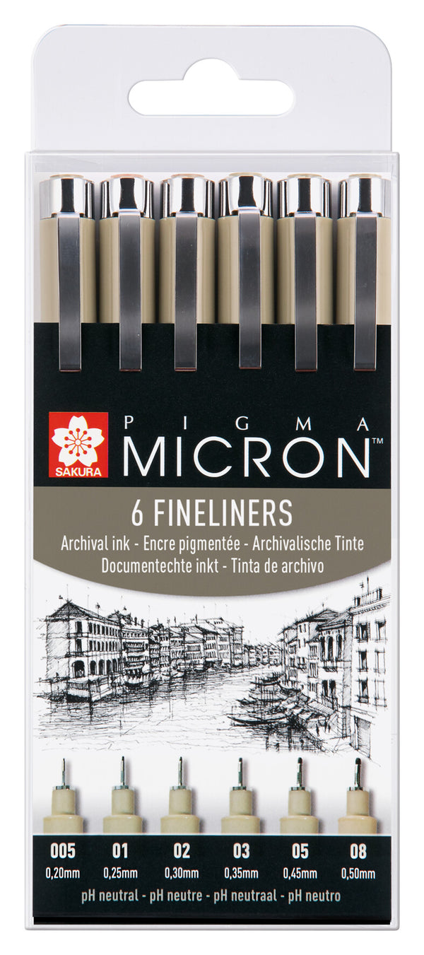 Pigma Micron set of 6 Fineliners