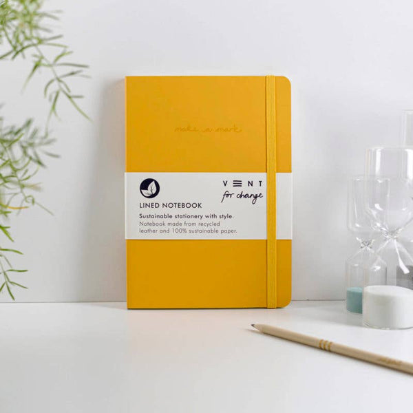 Notebook A5 Recycled Leather Lined Paper - Yellow