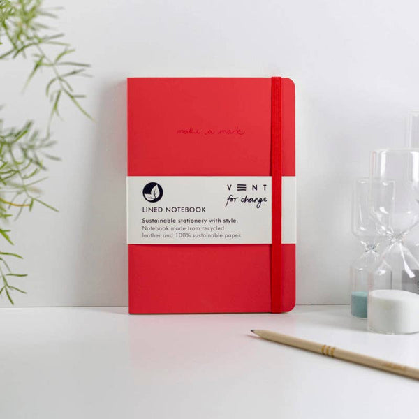 Notebook A5 Recycled Leather Lined Paper - Red