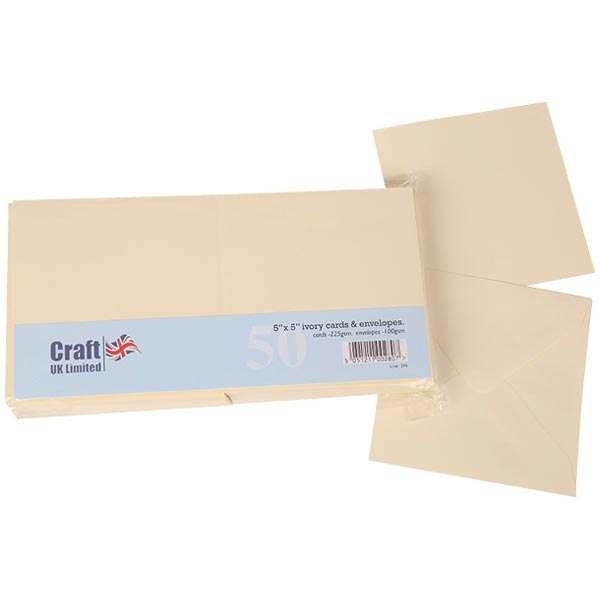 Craft UK Ivory 5x7" Blank Cards & Envelopes 50 pack