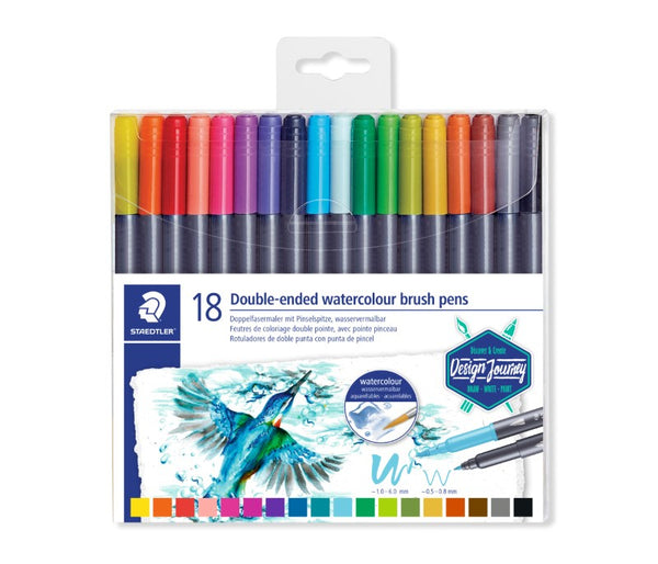 Staedtler Double ended, Water colour brush pen, Pack 18 or 36
